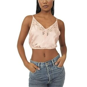 Free People Night Out Blouson Brami Intimate Lace Tank Crop Cami Lingerie Size L